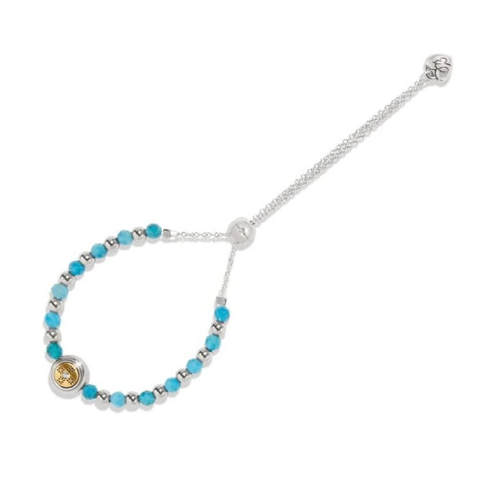 Brighton Turquoise Beaded Slider Bracelet with Silver and Gold Accent